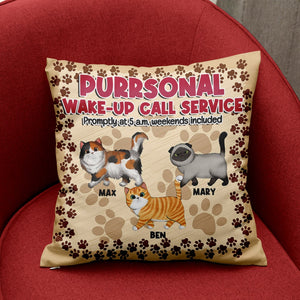 Cats, Purrsonal Wake-Up Call Service, Personalized Square Pillow, Gift For Cat Lover, 01KAPO221223 - Pillow - GoDuckee