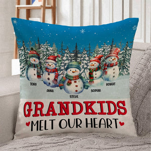 Grandkids Melt Our Heart, Personalized Square Pillow, Christmas Gifts For Grandparents - Pillow - GoDuckee