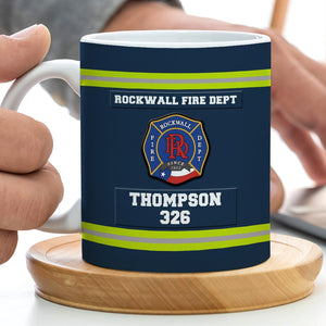 Personalized Firefighter White Edge-to-edge Mug With Custom Badge, Name & Number, Gift For Firefighter - Coffee Mug - GoDuckee