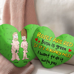 Personalized Gifts For Couple, Naughty Couple Hiding In Bush Heart Shaped Pillow 03qhtn090724hg - Pillow - GoDuckee