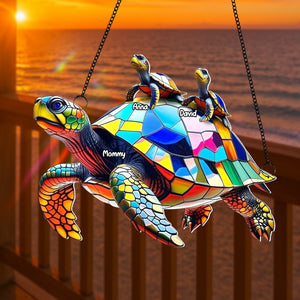 Sea Turtle Family Personalized Gifts For Grandma Suncatcher Ornament 05tgtn020825 - Ornament - GoDuckee