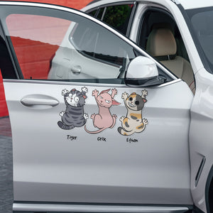 Personalized Gifts For Cat Lovers Car Decal, Funny Cat Hanging Climbing 03qhtn080724 - Decal Sticker - GoDuckee