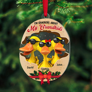 I'm Quacker About My Grandkids, Personalized Ducks Ornament, Gift For Grandparents - Ornament - GoDuckee