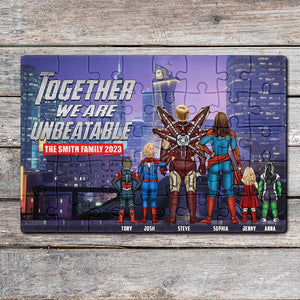 The Family, Together We Have Unbeatable, Personalized Jigsaw Puzzle, Gifts For Family, 02HTPO211023TM - Wood Sign - GoDuckee