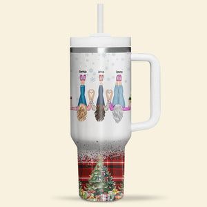 Besties, Keeping Each Other Sane, Personalized Tumbler With Handle, Christmas Gift For Friends - Tumbler Cup - GoDuckee
