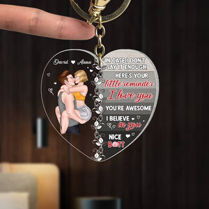 I Love You, You're Awesome, Personalized Kissing Couple Keychain, Valentine's Gifts - Keychains - GoDuckee