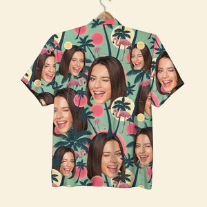 Custom Face Image Personalized Hawaiian Shirt Coconut Tree 03ACPO240623 - Hawaiian Shirts - GoDuckee
