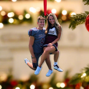 Personalized Custom Photo American Football Ornament, Christmas Gifts For Couple, 04NAPO021023 - Ornament - GoDuckee