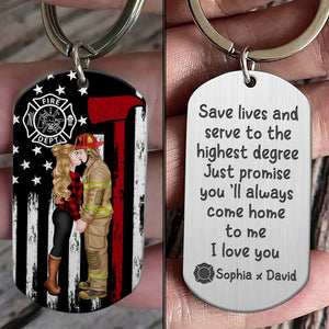 Just Promise You'll Always Come Home To Me, Personalized Couple Keychain, Valentine Gifts, Gift For Couple - Keychains - GoDuckee