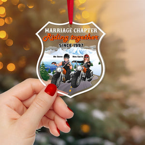 Riding Together Since, Personalized Acrylic Ornament, Christmas Gift For Biker Couple - Ornament - GoDuckee