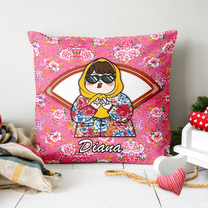 Personalized Gifts For Besties Square Pillow Dongbei Flower Pattern - Pillow - GoDuckee
