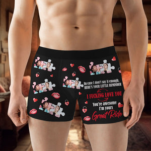I Love You, You're Awesome, I'm Yours - Custom Couple Photo Boxer Briefs, Gift For Couple, Valentine's Gifts - Boxer Briefs - GoDuckee