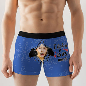 I Licked It So It's Mine, Funny Custom Photo Men Boxer Briefs, Gift For Him - Boxer Briefs - GoDuckee