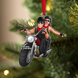 Mr & Mrs, Personalized 01HUTN241123DA-02 Acrylic Ornament, Christmas Gift For Biker Couple - Ornament - GoDuckee