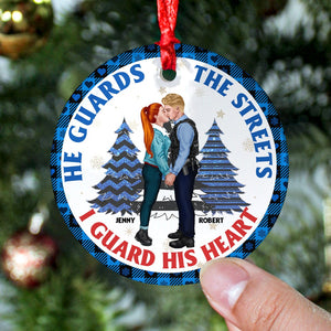 Police Couple, He Guards The Streets, I Guard His Heart, Personalized Ornament, Christmas Gifts For Couple, 01NAPO061023PA - Ornament - GoDuckee