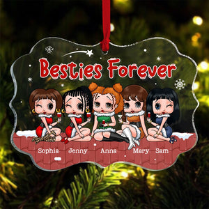 Besties Forever, Personalized Medallion Acrylic Ornament, 01NATN260723HH - Ornament - GoDuckee