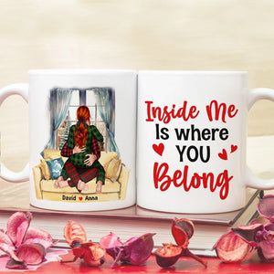 Inside Me Is Where You Belong, Personalized Coffee Mug, Gift For Couple - Coffee Mug - GoDuckee