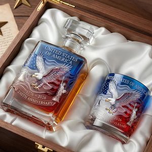 Proud Anniversary Decanter & Round Glass, Personalized Gifts For Patriots 03qhdt120226 - Whiskey Bottle - GoDuckee
