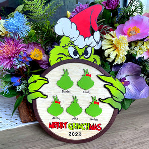 Gift For Family, Personalized Wood Sign, Green Monster Family Wood Sign, Christmas Gift 01NAHN110923 - Wood Sign - GoDuckee