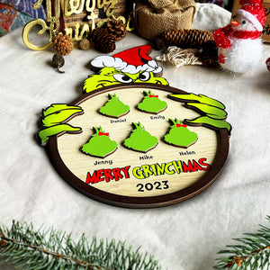 Gift For Family, Personalized Wood Sign, Green Monster Family Wood Sign, Christmas Gift 01NAHN110923 - Wood Sign - GoDuckee