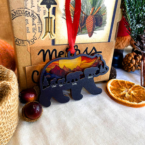 Gift For Family, Personalized Wood Ornament, Bear Family Suncatcher Ornament, Christmas Gift - Ornament - GoDuckee