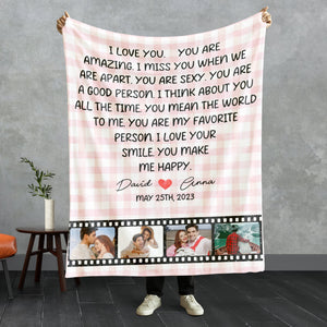 You Are My Farvorite Person, You Make Me Happy - Custom Couple Photo Blanket - Gift For Couple, Annivesary Celebrates, Valentine's Gifts - Blanket - GoDuckee