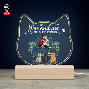 You And Me And Our Fur Babies, Personalized 3D Led Light, Valentine Gifts, Couple Gifts, Gift For Cat Lover - Led Night Light - GoDuckee