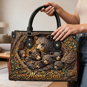 Strong Mama Bear Leather Bag - Personalized Gift For Mom 02HULU070226 - Leather Bag - GoDuckee