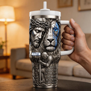 Jesus And Lion 40oz Tumbler - Personalized Gifts For Christians 04pamg200326 - Tumbler Cup - GoDuckee
