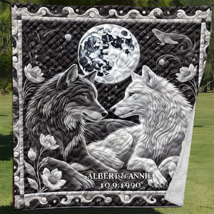 Personalized Gifts For Couple Quilt Bed Set, Romantic Wolf Couple 04QHLU251224 - Blanket - GoDuckee