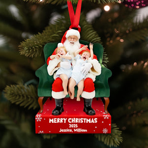 Crying on Santa’s Lap Ornament Custom Photo Christmas Gifts 02DTDT130925 - Ornament - GoDuckee