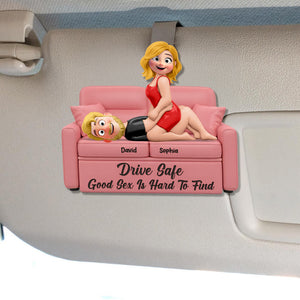 Naughty Couple Acrylic Car Visor Clip - Personalized Gifts For Couple 04naqn150126 - Car Visor Clip - GoDuckee