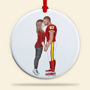Football Couple 05acqn301023 Ceramic Circle Ornament - Ornament - GoDuckee