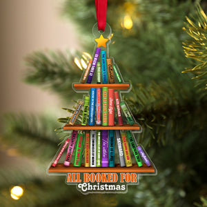 Custom Favorite Book Titles Ornament, Personalized Bookshelf Christmas Tree Shape Ornament, Gift For Book Lover 02QHTN151123 - Ornament - GoDuckee