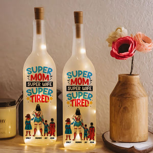 Personalized Gift For Mom Bottle Lamp Superhero Mom And Kids 01TOMH200225PA - Bottle Lamp - GoDuckee