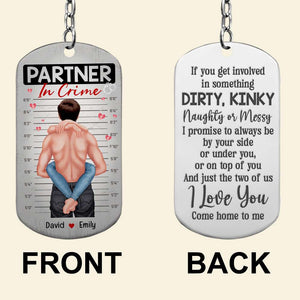 Personalized Gifts For Couple Stainless Steel Engraved Keychain Partner In Crime - Keychains - GoDuckee