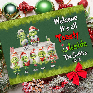 It's All Toasty Inside, Personalized Green Monster Family Door Mat GO1DOR-02HTTN051023, Christmas Gift For Family - Doormat - GoDuckee