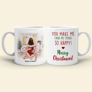 You Make Me And My Penis So Happy! Merry Christmas! Personalized Coffee Mug- Gift For Him/ Gift For Her- Christmas Gift- Couple Coffee Mug - Coffee Mug - GoDuckee