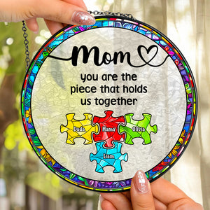Personalized Gifts For Mom Stained Glass, Colorful Puzzle Pieces Mother's Day 02ACDT240325 - Ornament - GoDuckee