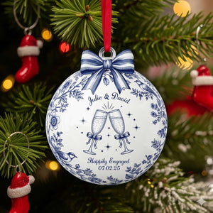 Happily Engaged Couple Ornament - Personalized Christmas Gifts For Couples 01PGLU060925 - Ornament - GoDuckee