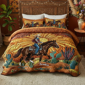 Desert Sunset Cowgirl Quilt Bedding Set Special Line - Personalized Gifts For Cowgirl 05nalu191225 - Bedding Set - GoDuckee
