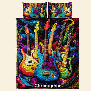 Personalized Gifts For Guitar Lovers Quilt Bedding Set Special Line Radiant Tones 11QNQN301224 - Blanket - GoDuckee