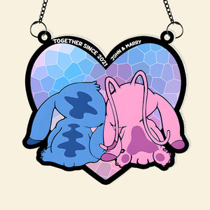 Personalized Gifts For Couple Suncatcher Window Hanging Ornament 02XQMH110624 - Ornaments - GoDuckee