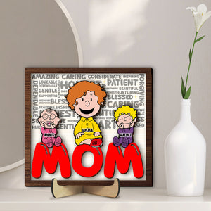 Personalized Gifts For Moms 2 Layers Wood Sign Moms & Little Ones 02TOLU090125HH - Wood Sign - GoDuckee