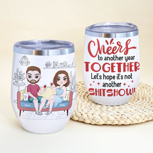 Cheers To Another Year Together, Personalized Funny Couple Wine Tumbler, Gift For Loved One - Wine Tumbler - GoDuckee