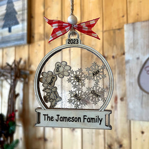 Snow Family - Personalized 4D Shaker Ornament - - GoDuckee