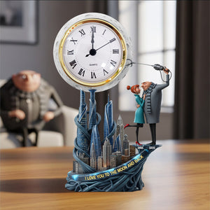 Moon Couple Desk Clock Plaque - Personalized Gifts For Couple 02tgtn050625 - Clock Plaques - GoDuckee