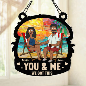 Personalized Gifts For Couple Window Hanging Suncatcher Ornament Summer Beach Couple 03ACDT080225PA - Ornament - GoDuckee