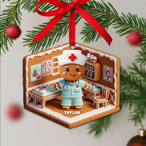 Nurse Gingerbread Christmas Wood Ornament - Personalized Gift For Nurses 06PGLU160825 - Ornament - GoDuckee