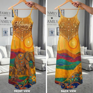 Elephant Mom Suspender Maxi Dress - Personalized Gifts For Mom and Grandma 02huqn190326 - Dress - GoDuckee